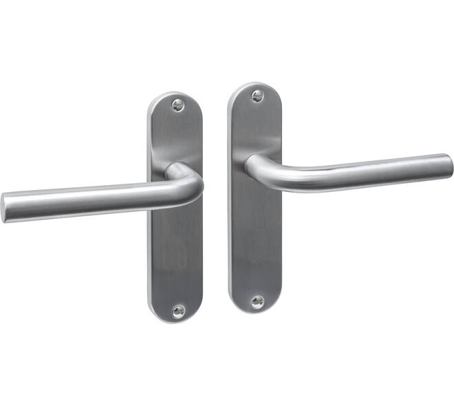 Deurkruk Luzern basic op schild ovaal 185x41mm blind rvs
