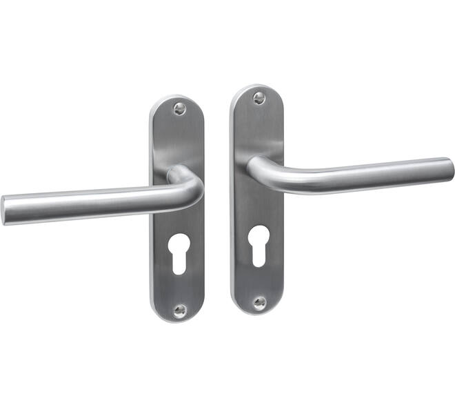 Deurkruk Luzern basic op schild ovaal 185x41mm profielcilindergat 55mm rvs