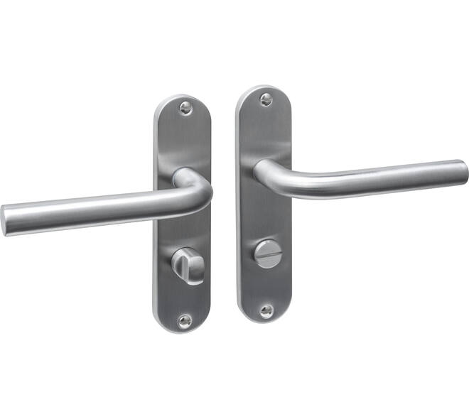 Deurkruk Luzern basic op schild ovaal 185x41mm wc 63/8 rvs