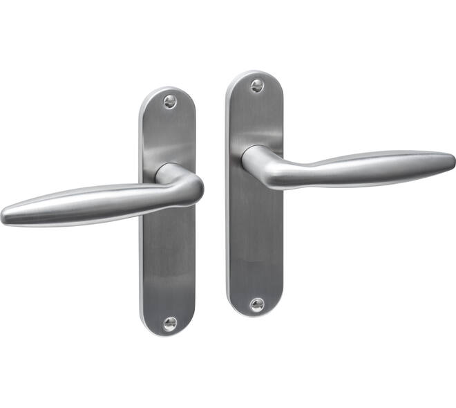 Deurkruk Jupiter basic op schild ovaal 185x41mm blind rvs