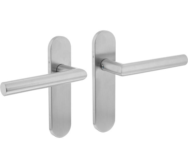 Deurkruk Jura basic op schild verdekt ovaal 170x40mm blind rvs