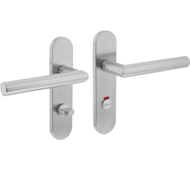Deurkruk Jura basic op schild verdekt ovaal 170x40mm wc 63/8mm rvs
