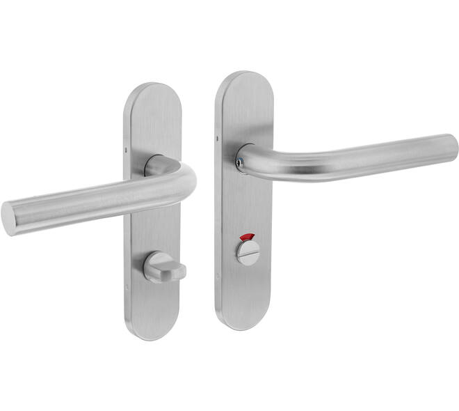 Deurkruk Recht basic op schild verdekt ovaal 170x40mm wc 63/8mm rvs
