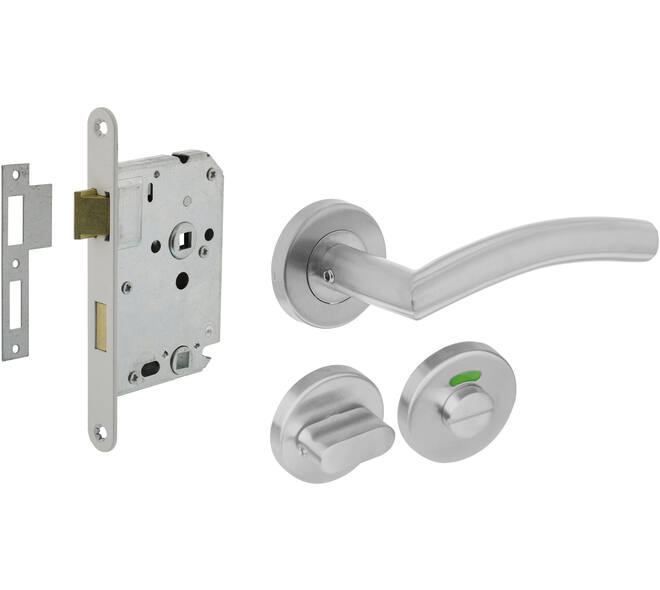 Set toiletslot 63/8mm wit met deurkruk Lisa/90° basic op rozet ø53x9mm en WC-sluiting rvs