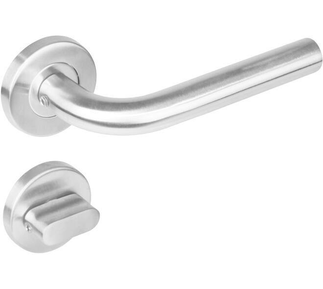 Deurkruk Recht op rozet verdekt ø53x8mm met nokken en WC-sluiting met stift 8x8mm rvs