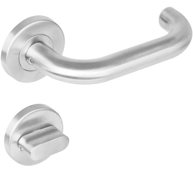 Deurkruk Rond op rozet verdekt ø53x8mm met nokken en WC-sluiting met stift 7x7mm rvs