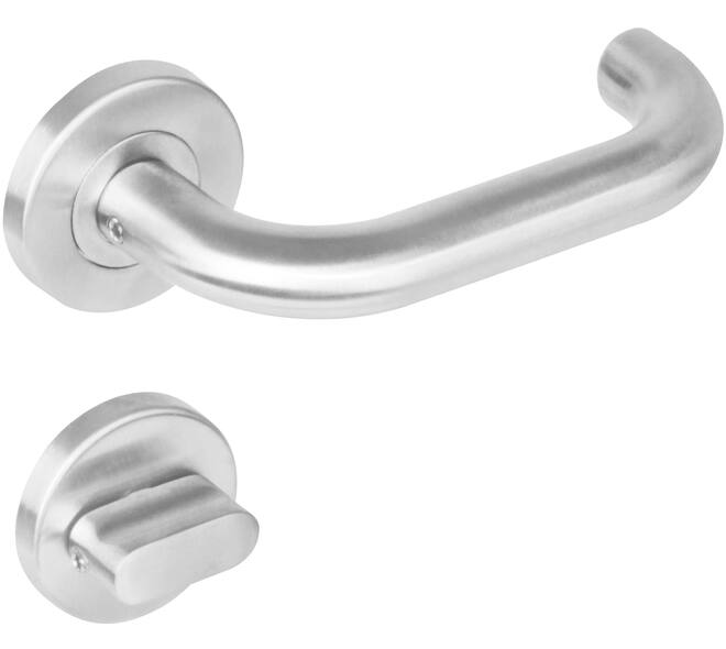 Deurkruk Rond op rozet verdekt ø53x8mm met nokken en WC-sluiting met stift 8x8mm rvs