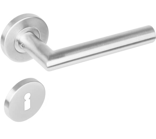 Deurkruk Jura op rozet verdekt ø53x8mm met nokken en sleutelrozetten rvs