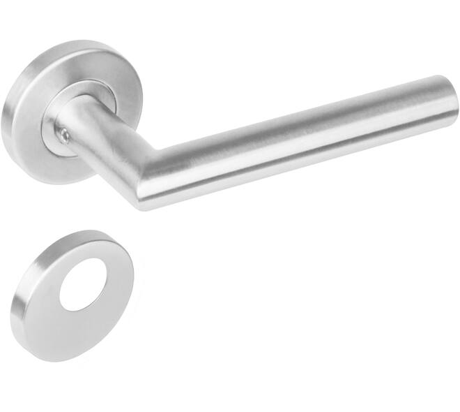 Deurkruk Jura op rozet verdekt ø53x8mm met nokken en rondcilinderrozetten rvs