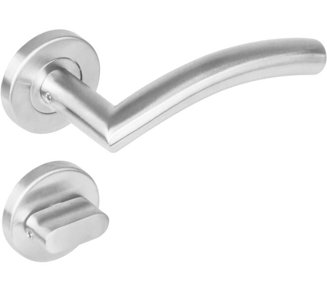 Deurkruk Lisa/90°op rozet verdekt ø53x8mm met nokken en WC-sluiting met stift 8x8mm rvs