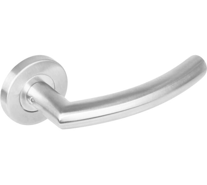 Deurkruk Half rond/90° op rozet verdekt ø53x8mm met nokken EN1906/4 rvs