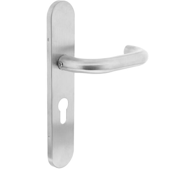 Gatdeel links Rond op schild verdekt ovaal 219x40mm met nokken profielcilindergat 55mm rvs EN1906/4