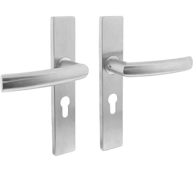 Deurkruk Blok op schild verdekt rechthoekig 219x40mm met nokken profielcilindergat 55mm rvs EN1906/4