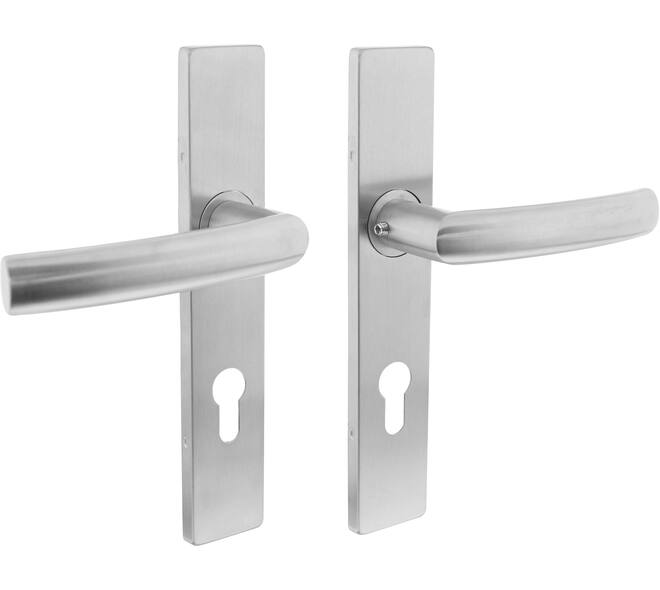 Deurkruk Blok op schild verdekt rechthoekig 219x40mm met nokken profielcilindergat 72mm rvs EN1906/4