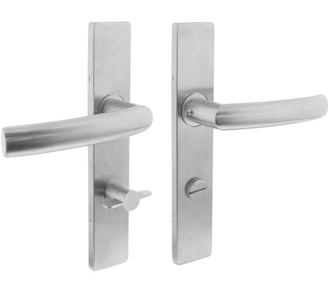 Deurkruk Blok op schild verdekt rechthoekig 219x40mm met nokken wc 72/8mm rvs EN1906/4