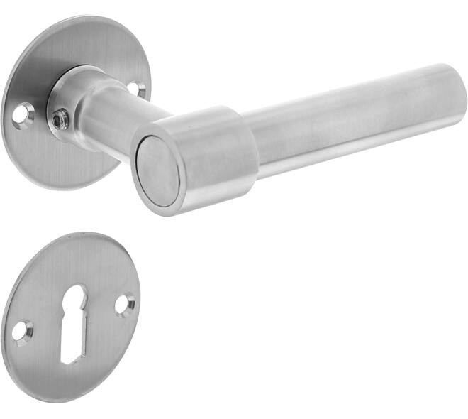 Deurkruk L/L recht met rozet Ø51x2mm en sleutelrozetten rvs