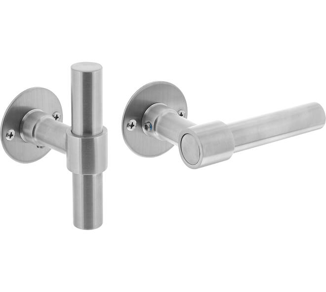 Deurkruk L/T recht met rozet Ø51x2mm rvs