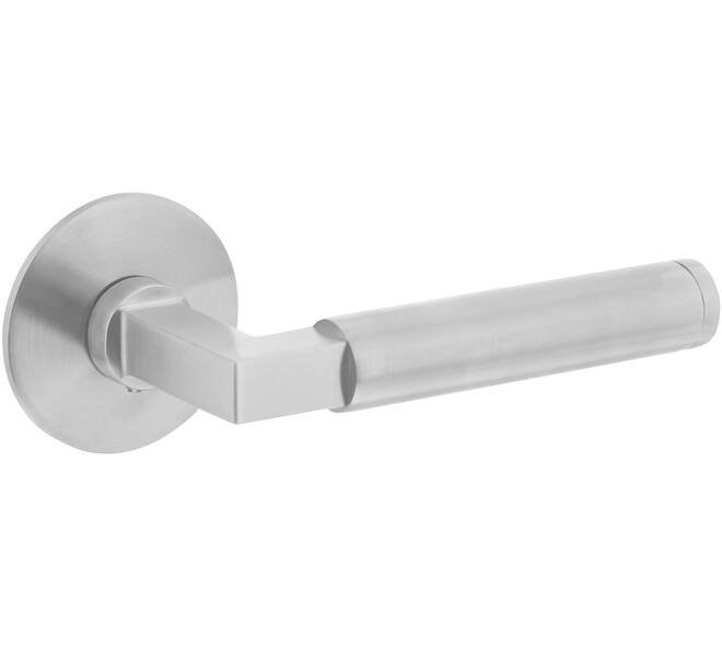 Deurkruk Baustil op rozet verdekt met magneet ø55x3mm met nokken rvs