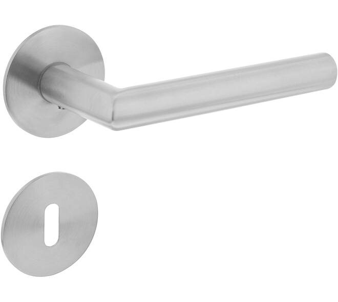 Deurkruk Jura op rozet verdekt met magneet ø55x3mm met nokken en sleutelrozetten rvs