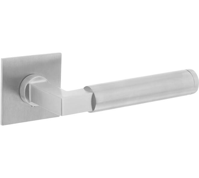 Deurkruk Baustil op rozet verdekt met magneet 55x55x3mm met nokken rvs