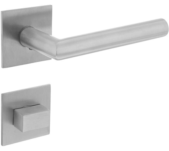 Deurkruk Jura op rozet verdekt met magneet 55x55x3mm met nokken en WC-sluiting met stift 8x8mm rvs