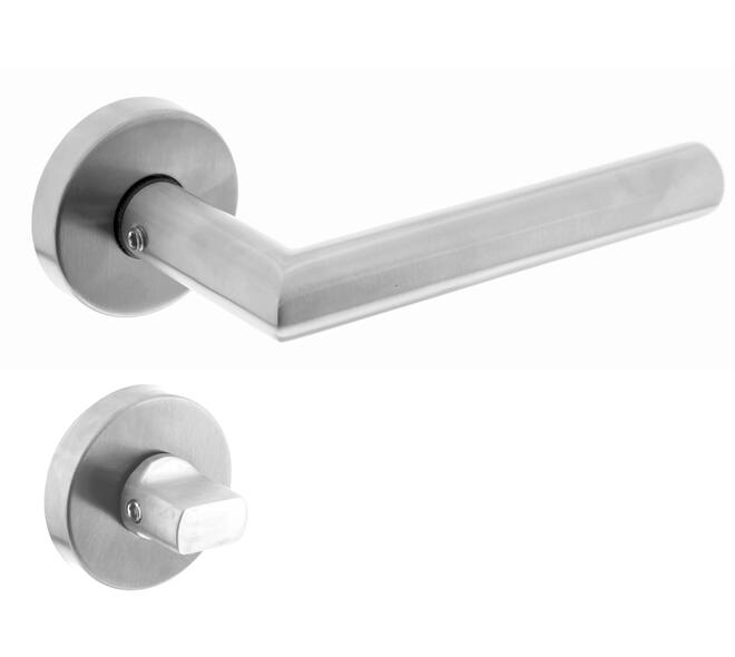 Deurkruk Jura met rozet verdekt ATP ø51x10mm met nokken en WC-sluiting met stift 8x8mm rvs