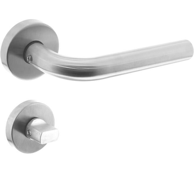Deurkruk Recht met rozet verdekt ATP ø51x10mm met nokken en WC-sluiting met stift 8x8mm rvs