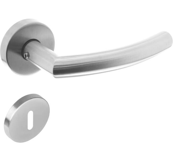 Deurkruk Half rond/90° met rozet verdekt ATP ø51x10mm met nokken en sleutelrozetten rvs