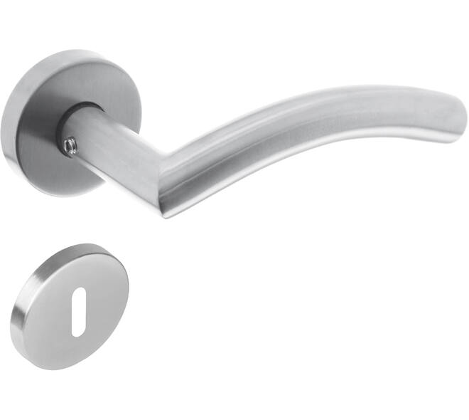 Deurkruk Lisa/90° met rozet verdekt ATP ø51x10mm met nokken en sleutelrozetten rvs