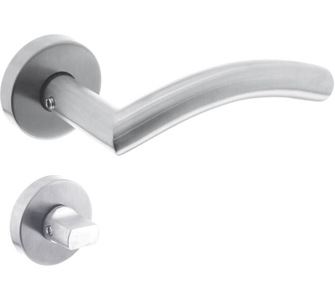 Deurkruk Lisa/90° met rozet verdekt ATP ø51x10mm met nokken en WC-sluiting met stift 8x8mm rvs