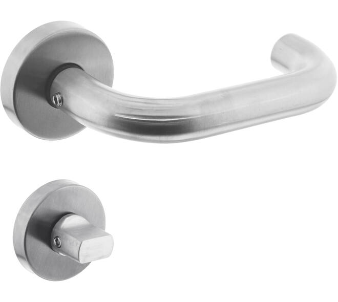 Deurkruk Rond met rozet verdekt ATP ø51x10mm met nokken en WC-sluiting met stift 8x8mm rvs