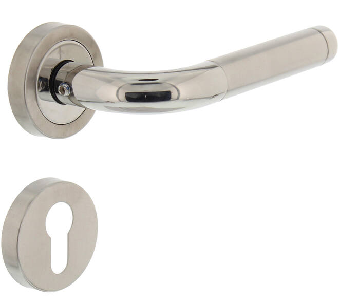 Deurkruk Agatha met rozet verdekt ATP ø51x10mm met nokken en cilinderrozetten rvs
