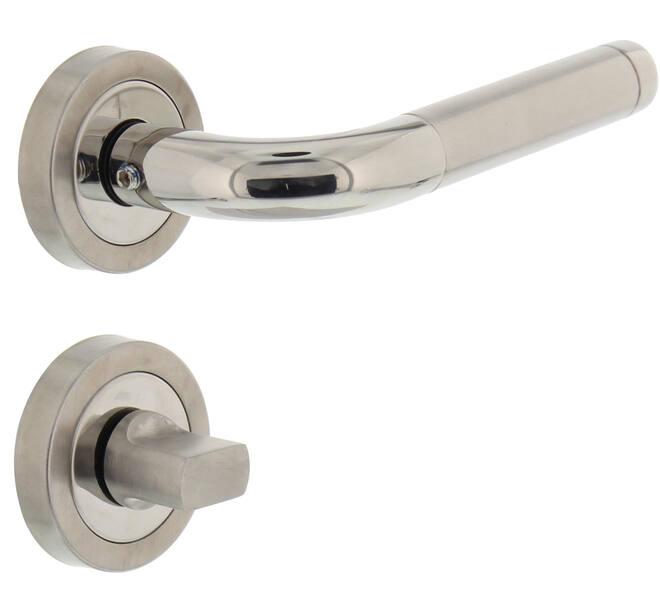 Deurkruk Agatha met rozet verdekt ATP ø51x10mm met nokken en WC-sluiting met stift 8x8mm rvs