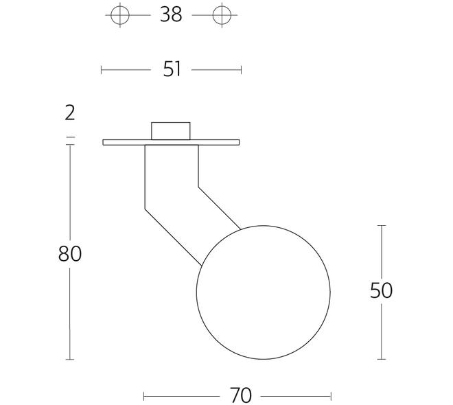 Knoprozet Ø51x2mm met vaste knop bol/schuin rvs