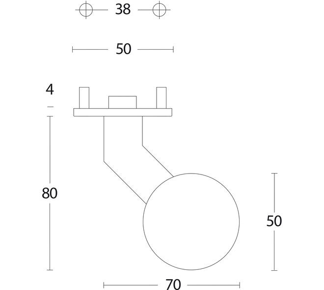 Knoprozet verdekt ø53x5mm met nokken en vaste knop bol/schuin rvs