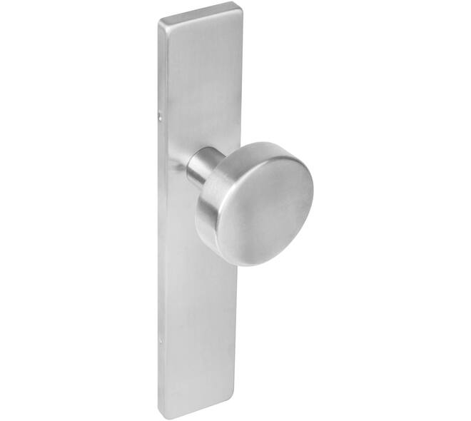 Knopschild rechthoekig verdekt 219x41x8mm met nokken en vaste knop plat blind rvs