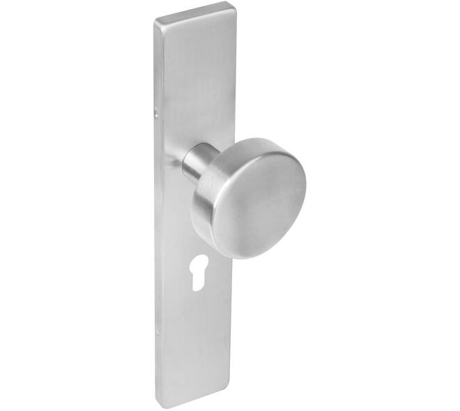 Knopschild rechthoekig verdekt 219x41x8mm met nokken en vaste knop plat profielcilindergat 55mm rvs