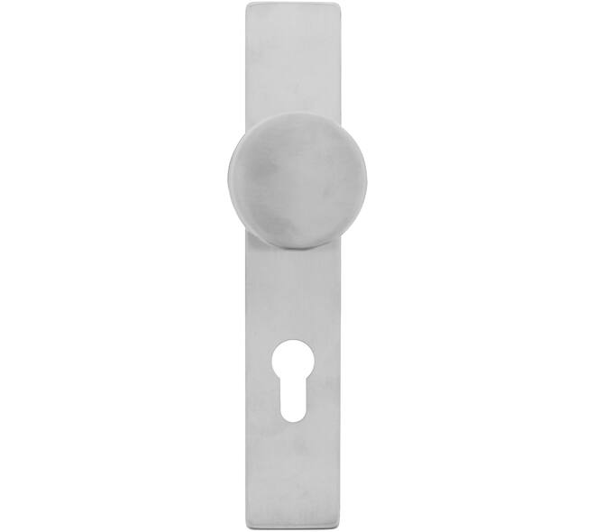 Knopschild rechthoekig verdekt 219x41x8mm met nokken en vaste knop plat profielcilindergat 72mm rvs