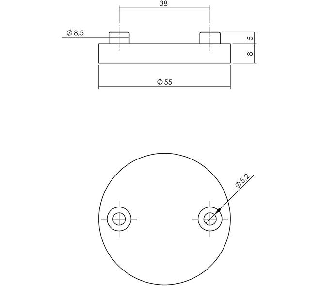 Afdekrozet ø55x8mm rvs