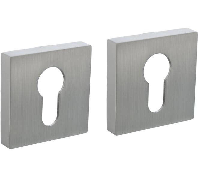 Cilinderrozetten verdekt 52x52x10mm met nokken rvs