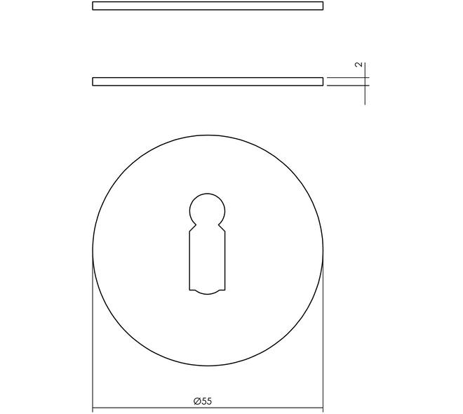 Sleutelrozetten zelfklevend ø55x2mm rvs