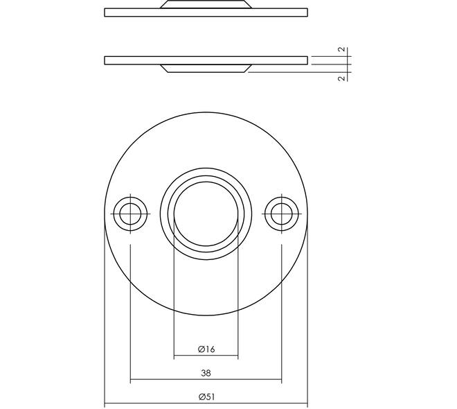Rozetten Ø51x2mm rvs