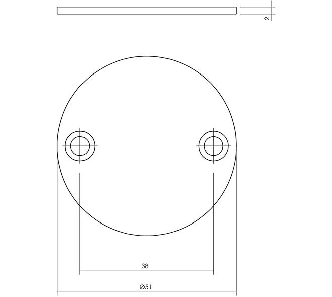 Afdekrozet Ø51x2mm rvs