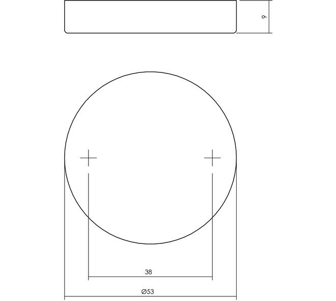 Afdekrozet verdekt ø53x9mm rvs