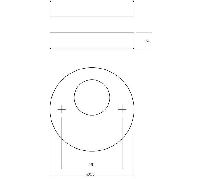 Rondcilinderrozetten verdekt ø53x9mm rvs