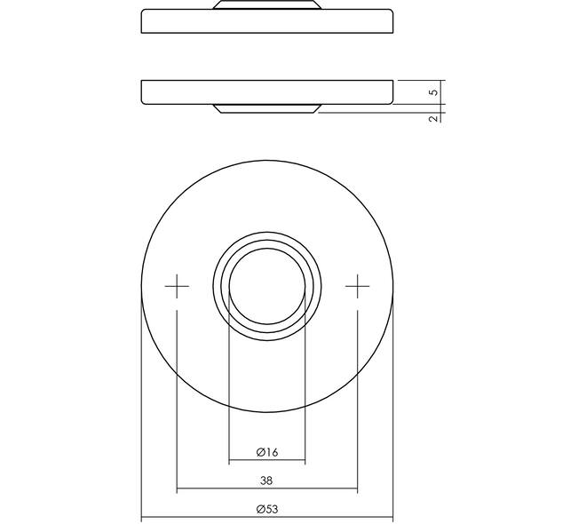 Rozetten verdekt ø53x5mm rvs