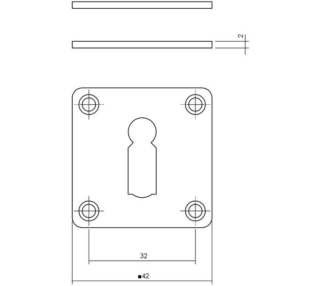 Sleutelrozetten 42x42x2mm rvs