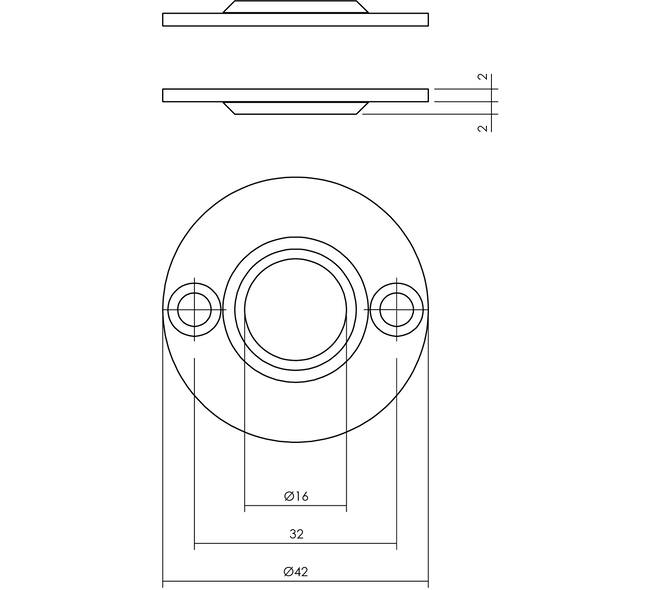 Rozetten ø42x2mm rvs