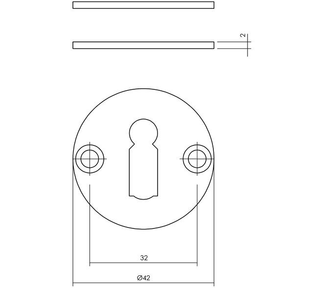 Sleutelrozetten ø42x2mm rvs