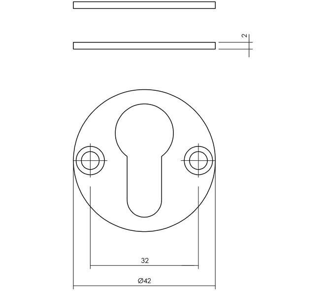 Cilinderrozetten ø42x2mm rvs